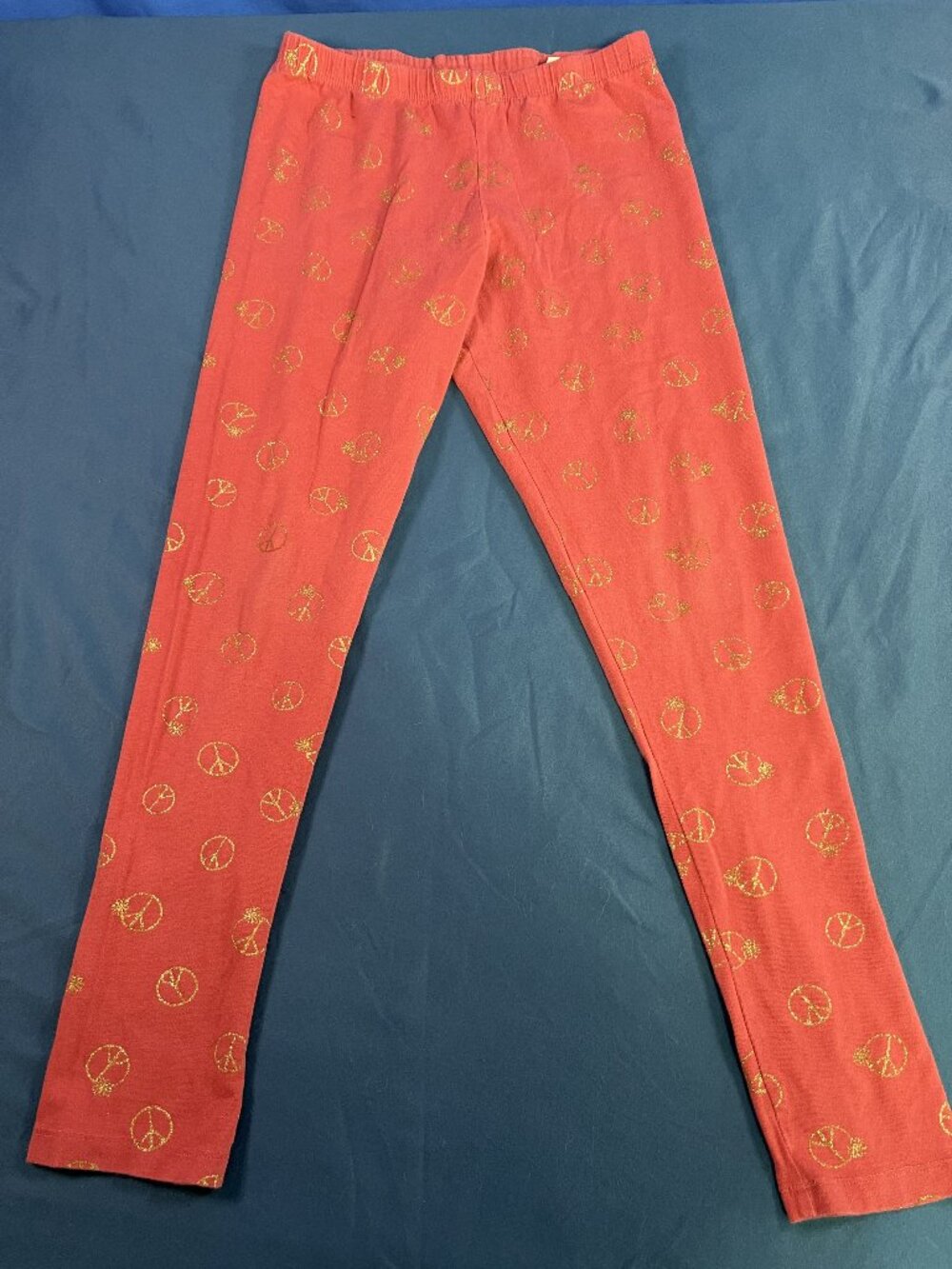 The Children's Place Girls Glitter Peace Print Knit Leggings Size XL 14